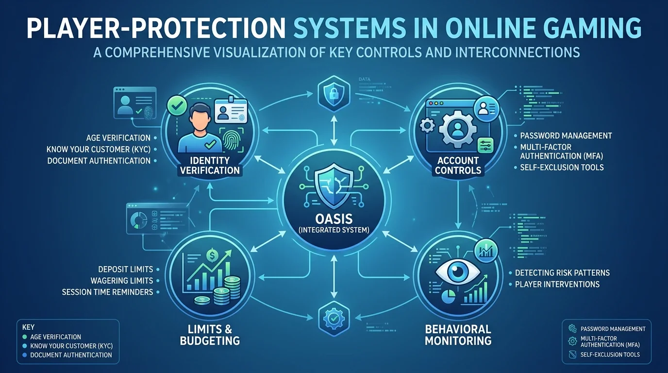 Abstrakte Darstellung von OASIS, LUGAS, Limits und Identitätsprüfung
